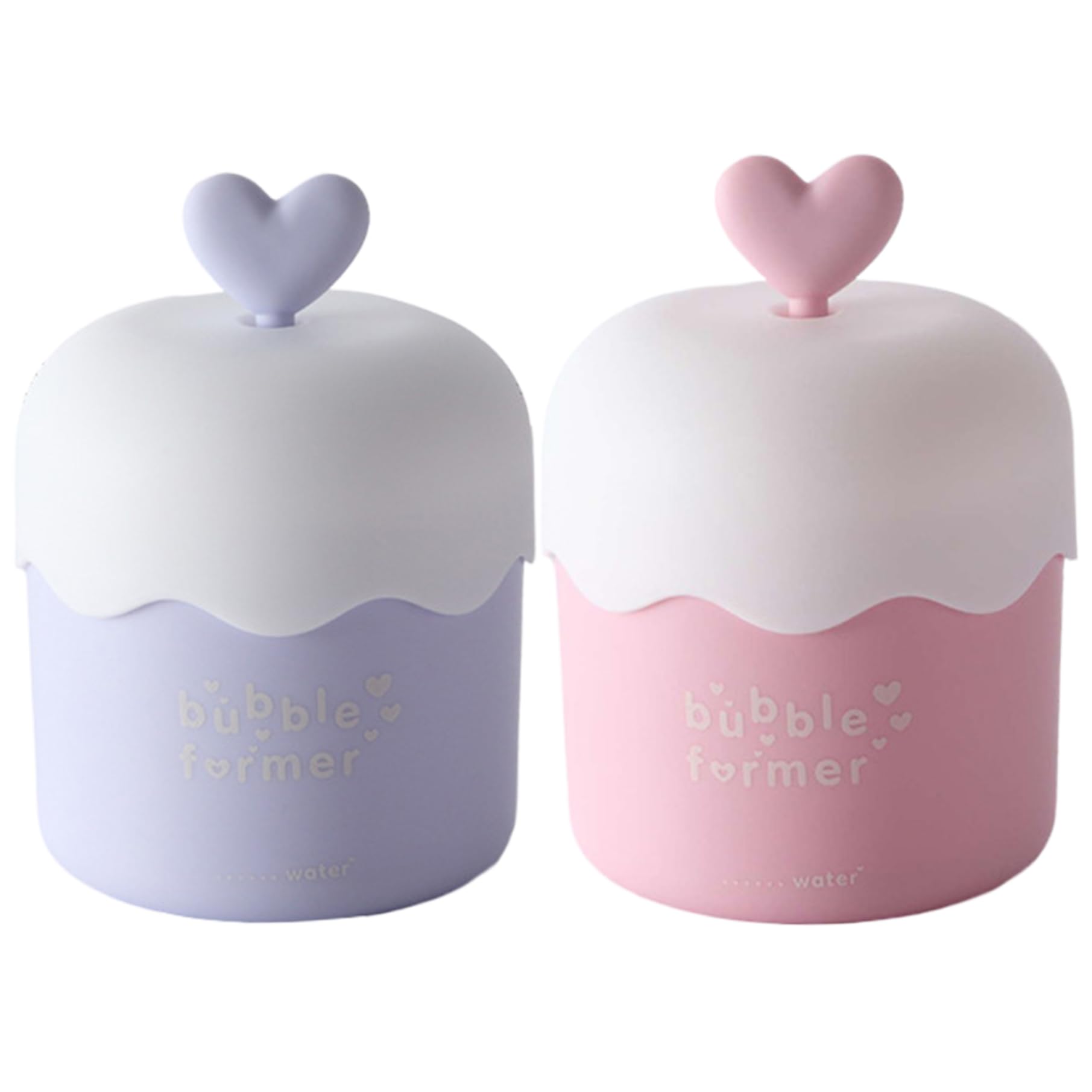 2Pcs Heart Design Portable Bubble Foamer for Face Wash | Fast Foaming PP Skincare Cleanser Foam Maker | Perfect for Home Use & Travel Skincare Routine