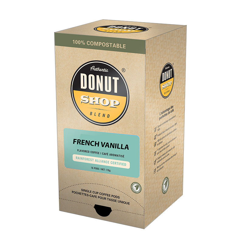 Authentic Donut Shop French Vanilla Coffee Pods - 16 Count K-Cup Compatible for Keurig Brewers | Rich & Creamy Flavored Coffee for Morning Boost or Afternoon Pick-Me-Up