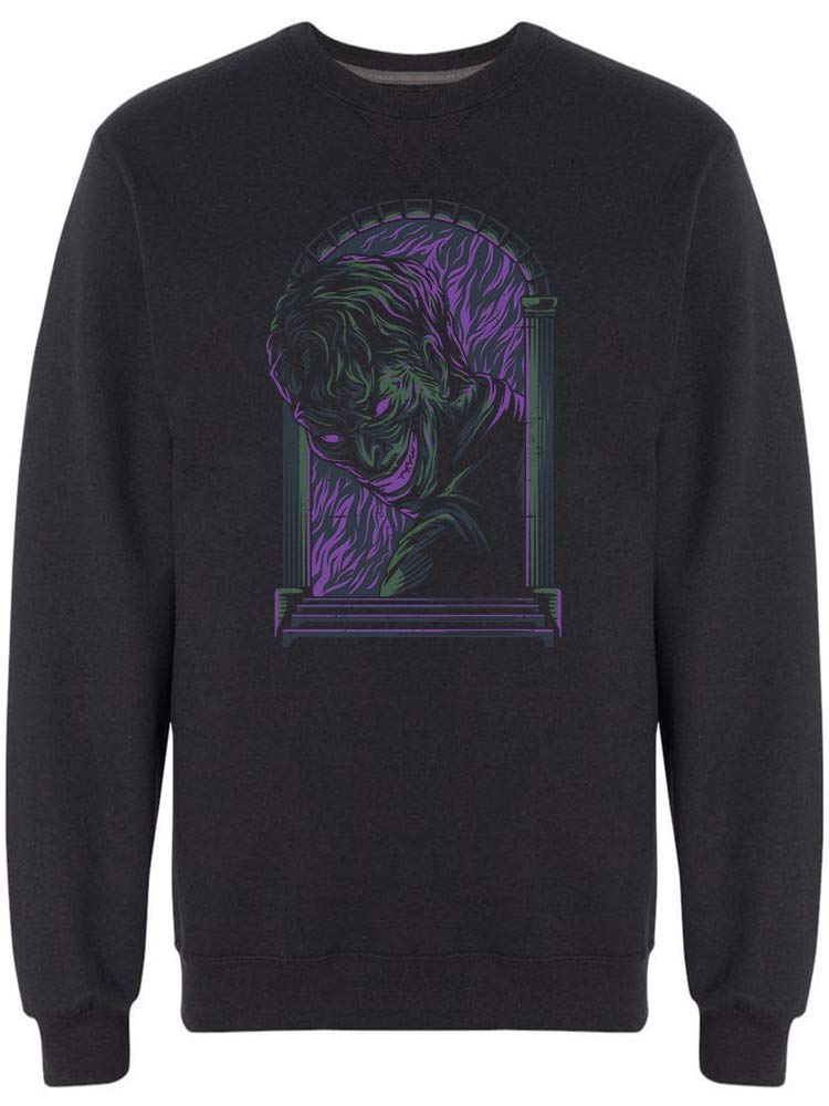 Evil Grinning Face Men's Sweatshirt - Gothic Horror Graphic Pullover Hoodie for Halloween Costume & Streetwear Fashion