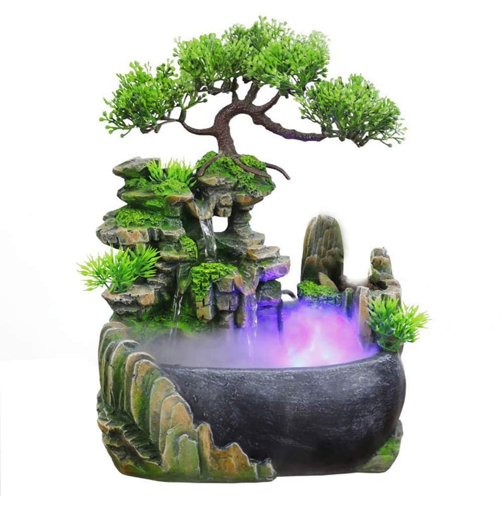 Indoor Relaxation Desktop Fountain with Waterfall & Fog - Zen Meditation Water Feature for Office, Home, Bedroom Desk Decor | Perfect for Stress Relief, Yoga Spaces & Feng Shui