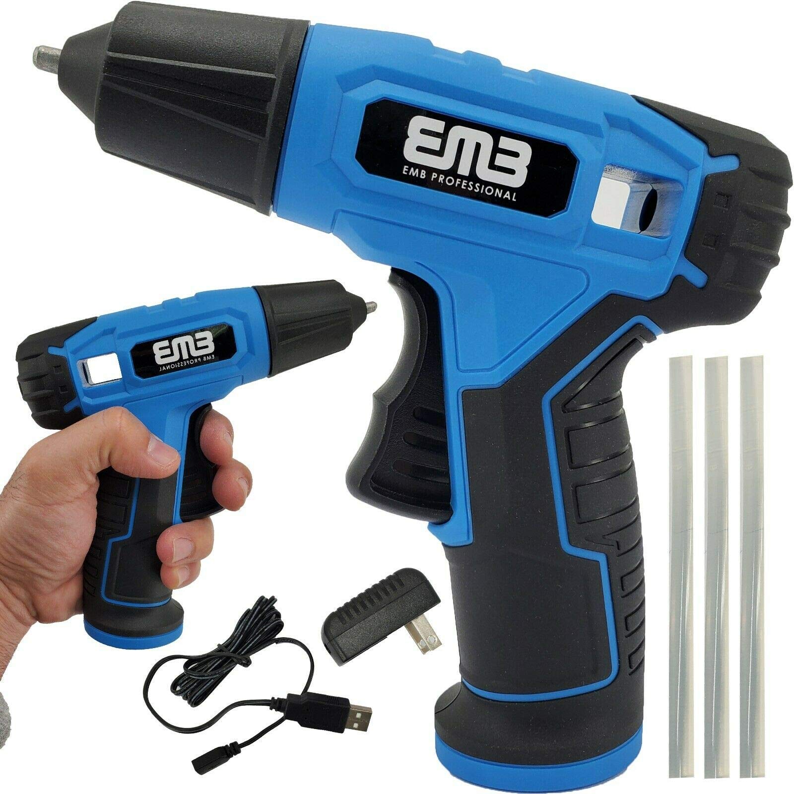 4V USB Rechargeable Cordless Glue Gun with On/Off Switch - Includes High Capacity Battery, Charging Cable & 10 Glue Sticks - Perfect for DIY Crafts, Home Repairs & School Projects