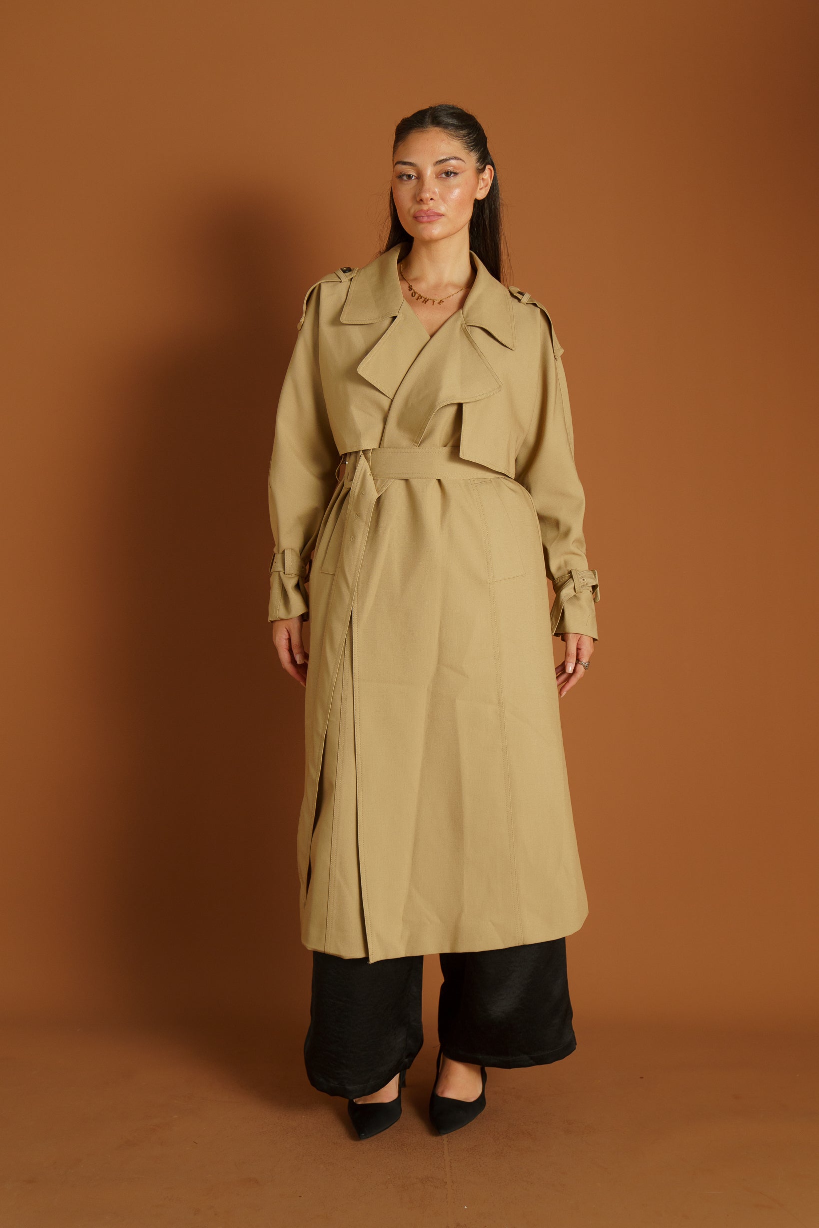 Runway Azari Trench Coat for Women - Classic Long Waterproof Trench Coat with Belt - Perfect for Office, Travel & Fall Fashion