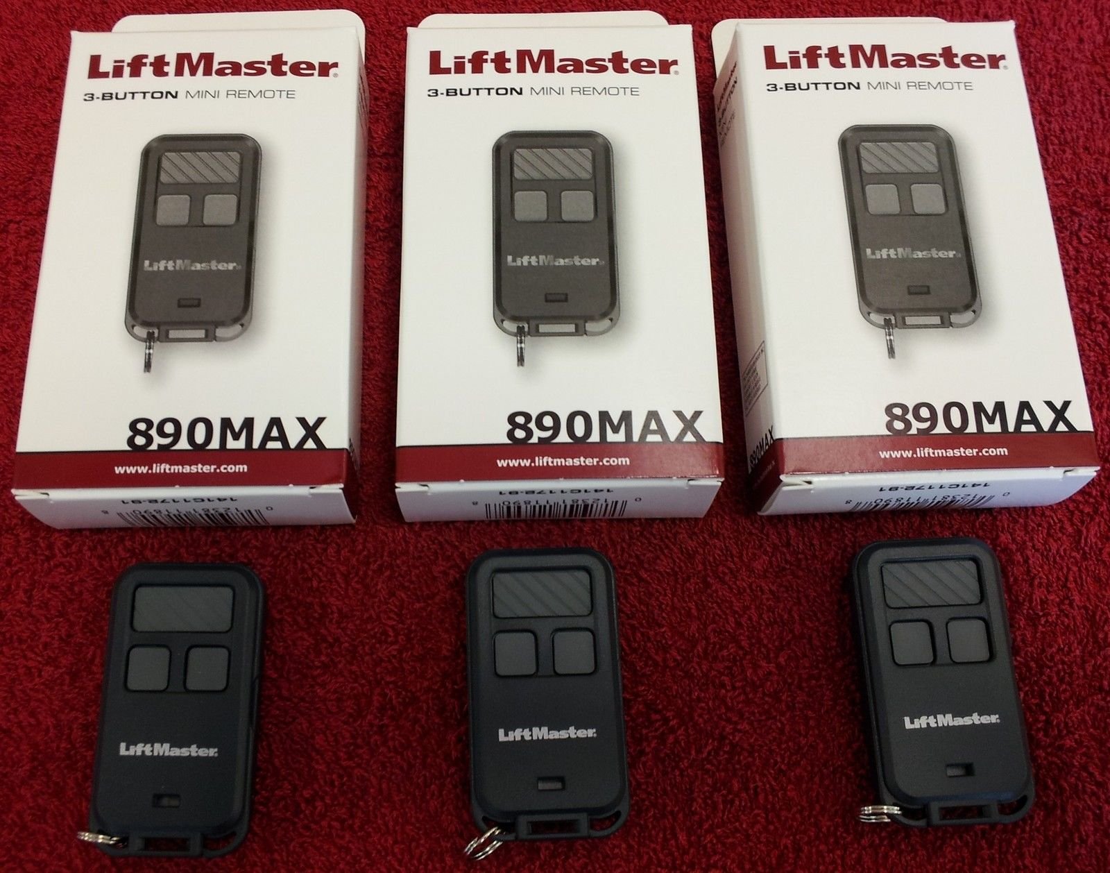 Liftmaster Universal Garage Door Opener Remote 3-Pack - Compatible with 371LM, 971LM, Sears Craftsman & Chamberlain - 890MAX Model (Ship from USA) - Perfect for Home, Office & Warehouse Security Access