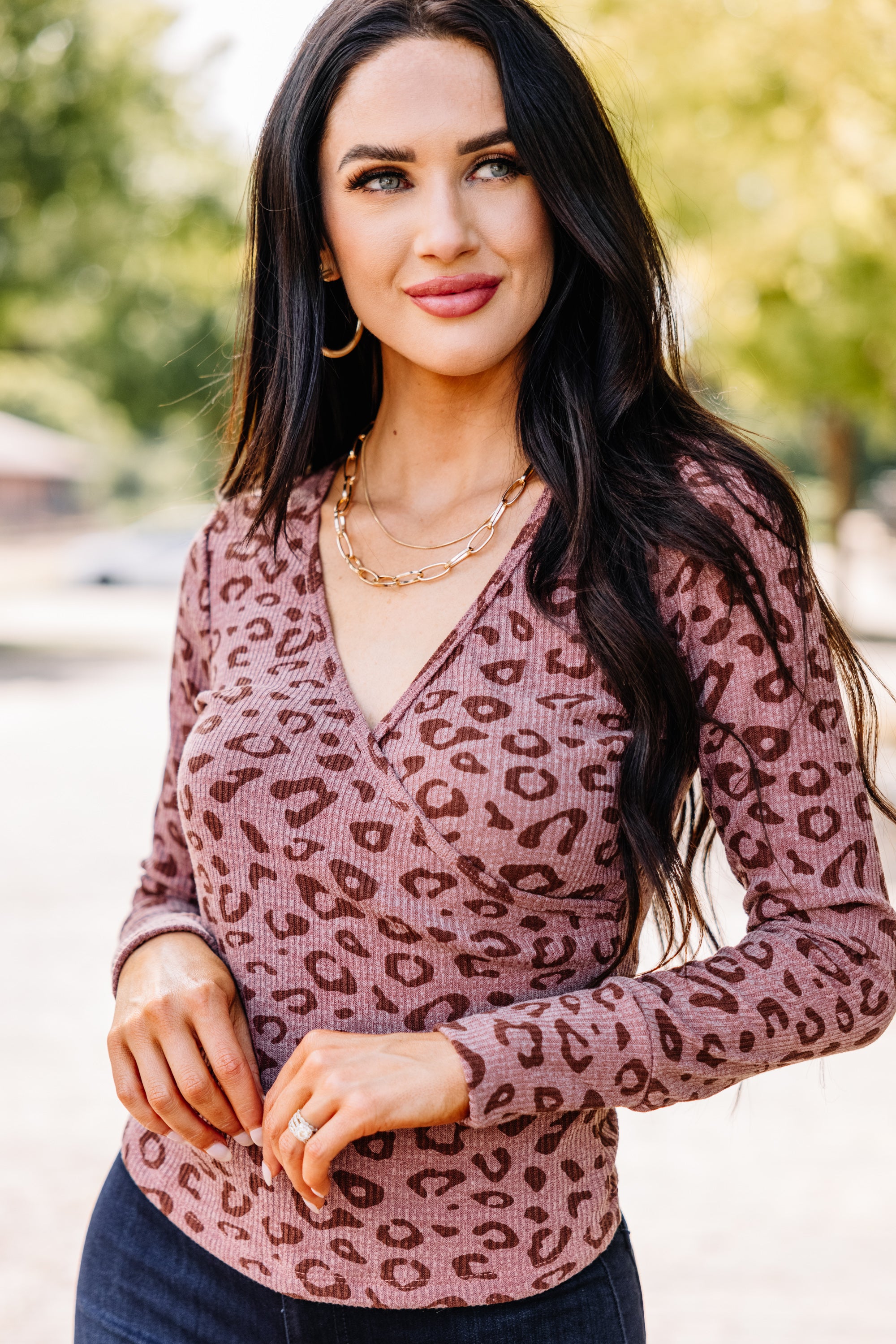 Stylish Mocha Brown Leopard Print Blouse for Women | Trendy Animal Print Tops | Perfect for Casual Outings & Night Out