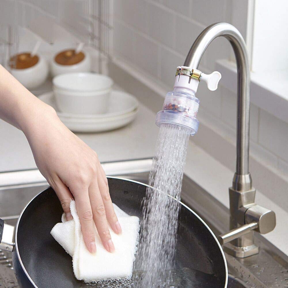 Home Faucet Water Filter Mini Purifier - Kitchen & Bar Accessories (White) for Clean Drinking Water