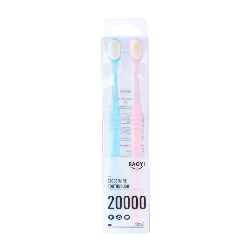 **Soft Bristle Toothbrush Set - Super Nano Couple Travel Toothbrushes for Daily Oral Care (Pink & Blue) - Perfect for Travel, Bathroom Essentials & Beach Vacations**