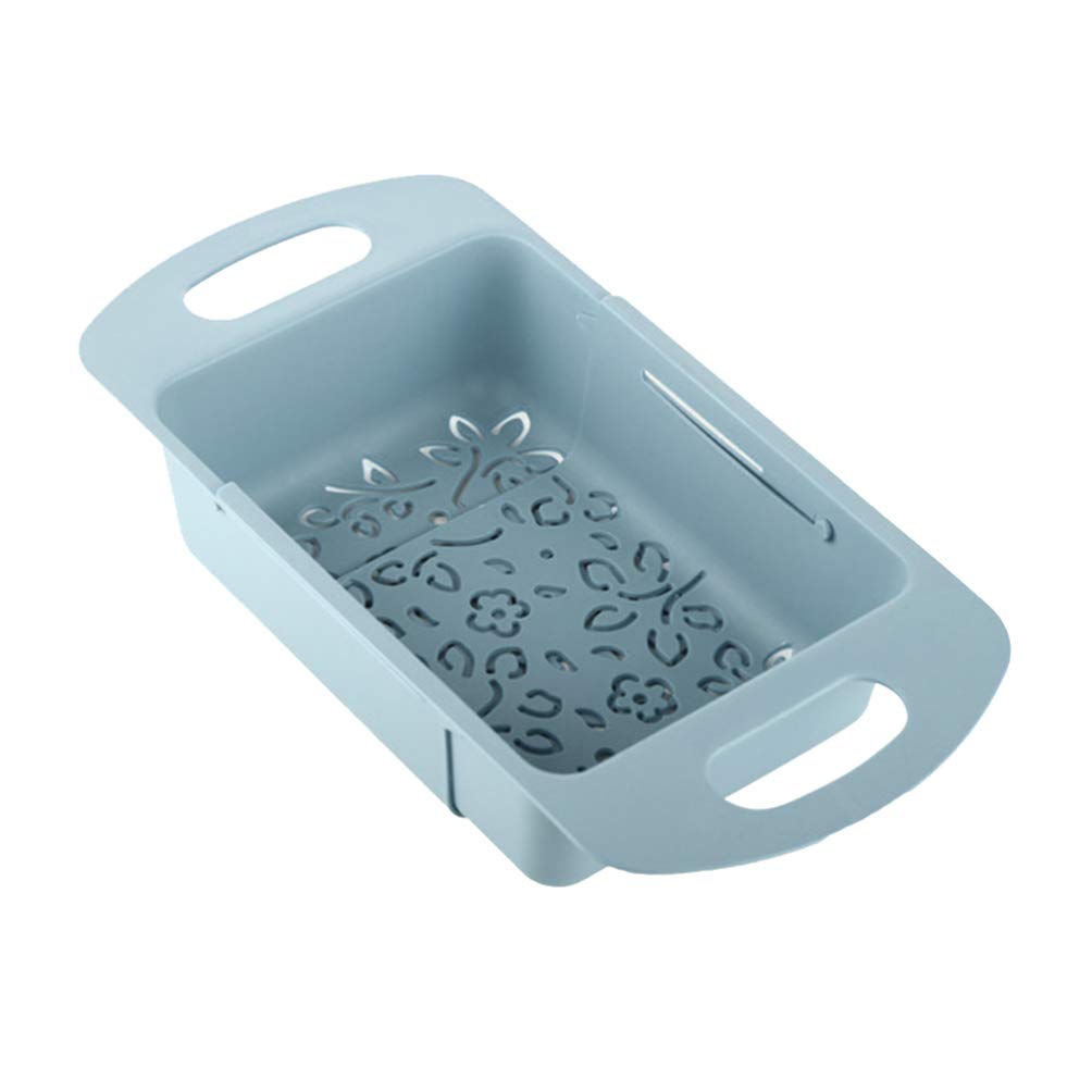 **Hemoton Expandable Sink Strainer - Collapsible Kitchen Colander for Washing Fruits & Vegetables - Over The Sink Strainer with Foldable Design - Perfect for Small Kitchens, Camping & RVs (Blue)**