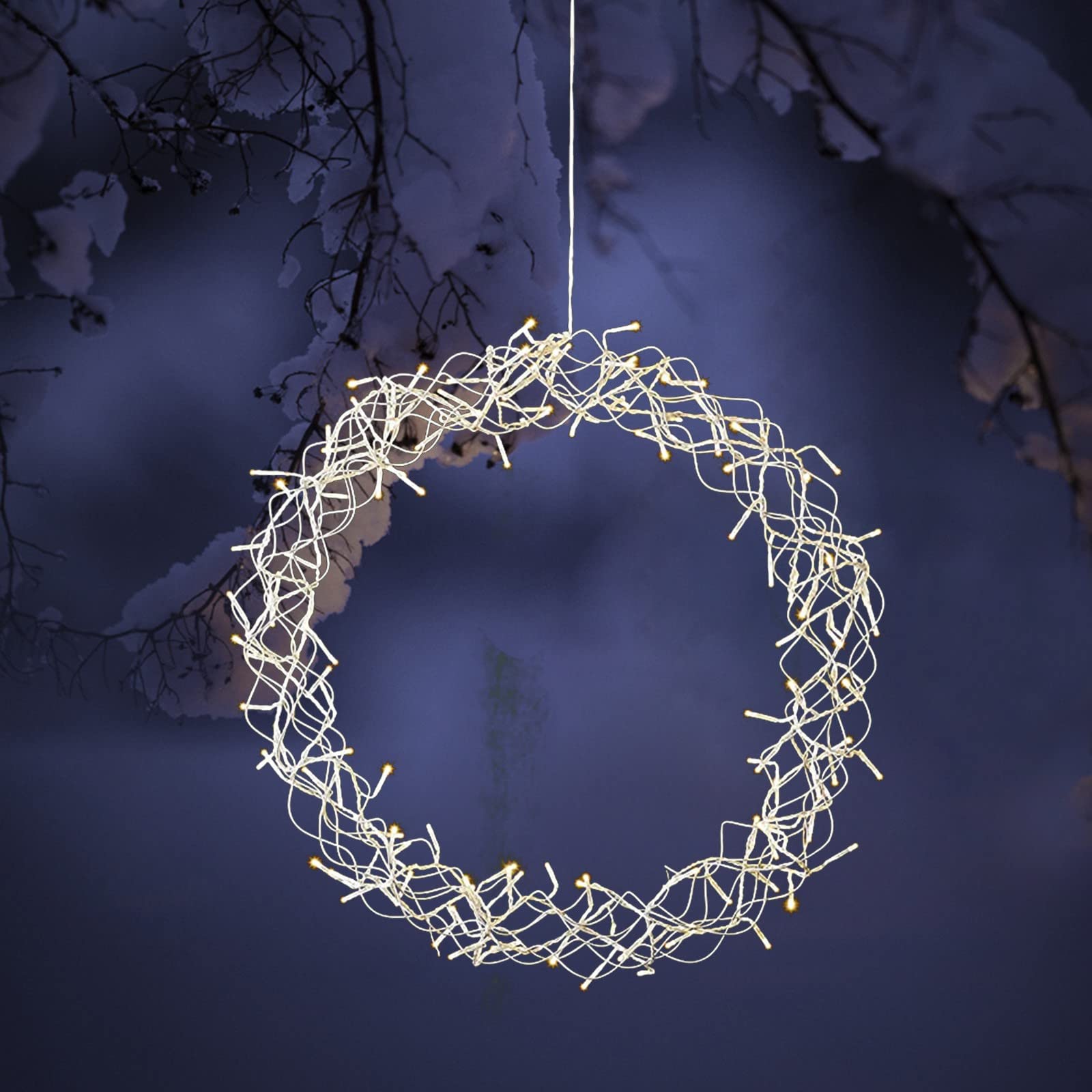 Guolarizi 30-Light LED Wire Mesh Wreath - Warm White Gold Decor for Christmas, Holiday, and Home Decoration - Indoor/Outdoor Festive Lighting