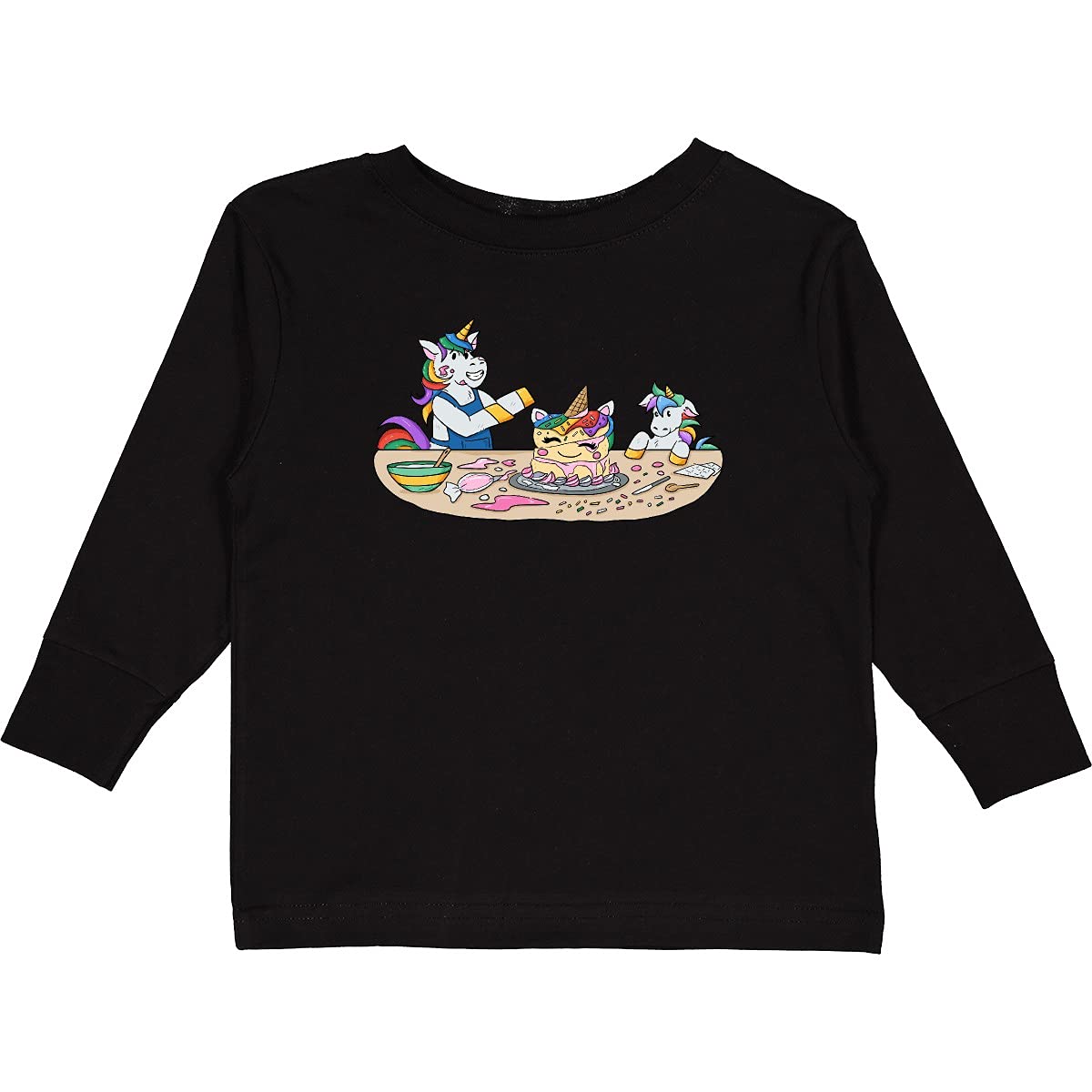 Inktastic Baking Fail Unicorn Toddler Long Sleeve T-Shirt - Cute Unicorn Design for Kids Baking & Cooking Activities, Birthday Gifts, Family Matching Outfits
