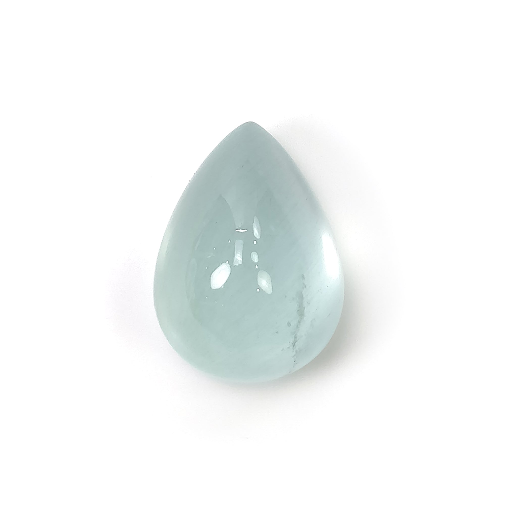 Natural Blue Aquamarine Gemstone Cabochon - 31.55cts Untreated Pear Shape (23.5x17mm) for Jewelry Making, Pendants & Healing Crystals