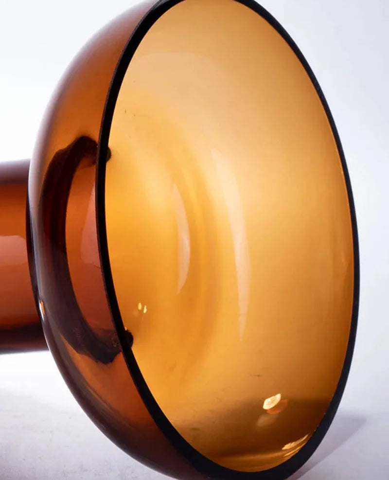 Amber Glow Pedestal Vase - Handcrafted Glass Centerpiece for Home Decor, Wedding, Dining Table & Living Room Decorations