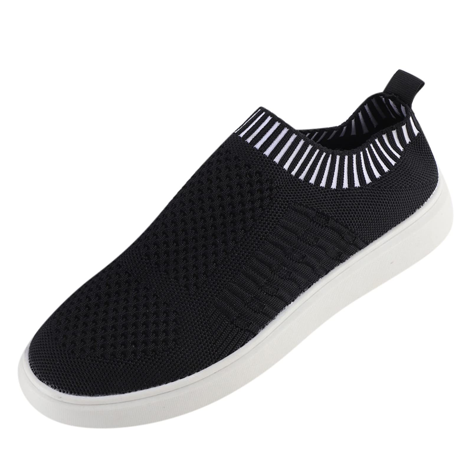 LRGUYISO Women's Breathable Mesh Summer Fly Casual Shoes - Lightweight Round Toe Woven Outdoor Shoes for Walking, Travel & Beach (Black, Size 8.5)