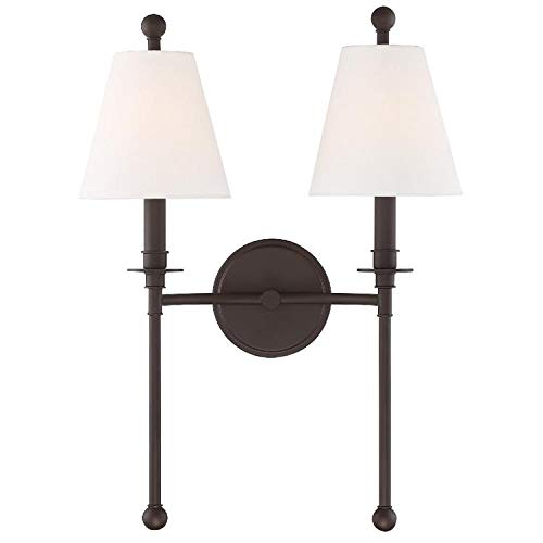 Riverdale 2-Light Dark Bronze Wall Mount Sconce - Modern Industrial Wall Lighting for Bedroom, Living Room, Hallway & Entryway