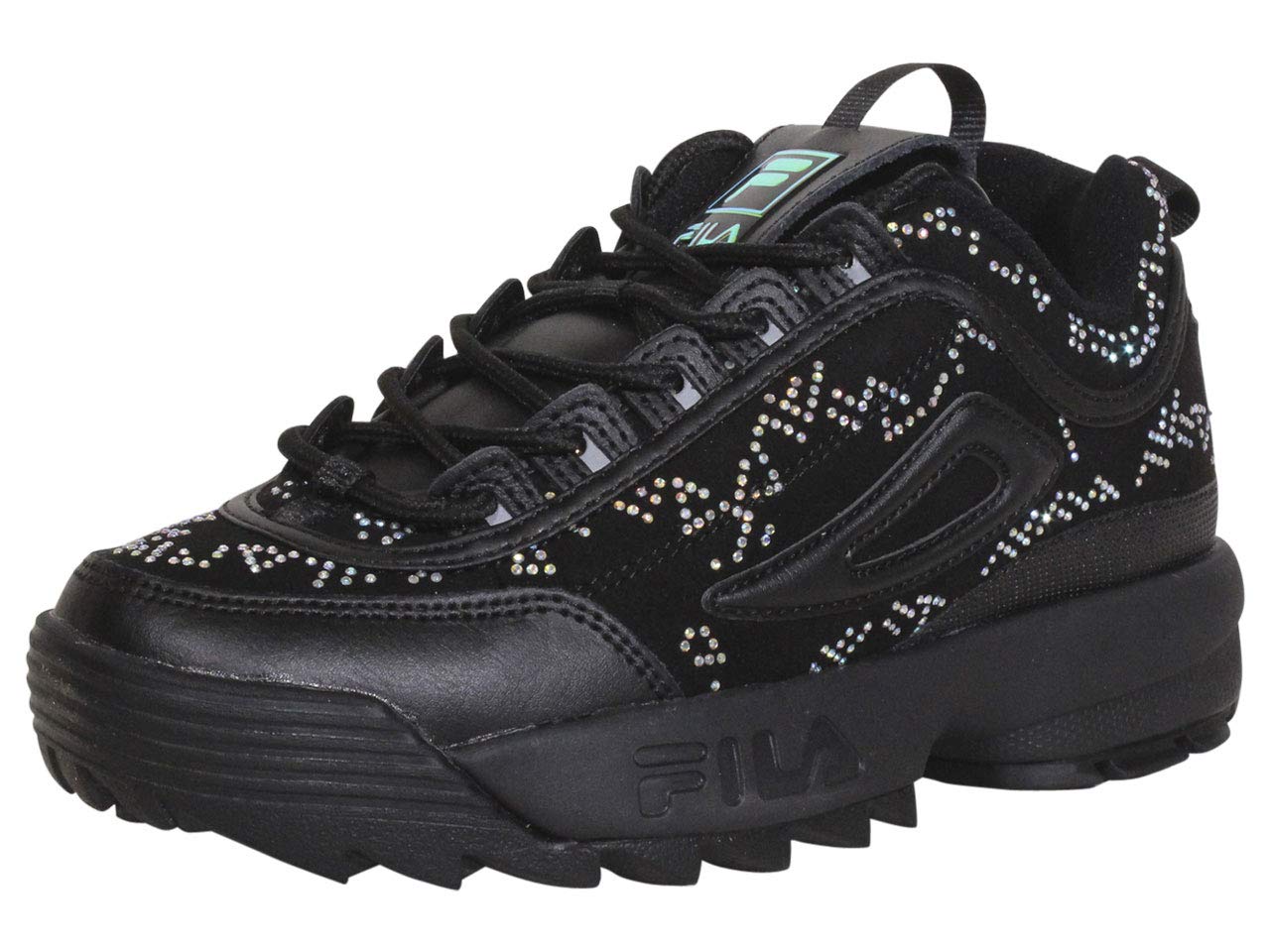 Fila Women's Disruptor II Diamante Platform Sneakers - Fashion White Chunky Athletic Shoes for Women - Perfect for Casual Wear, Gym & Street Style Outfits