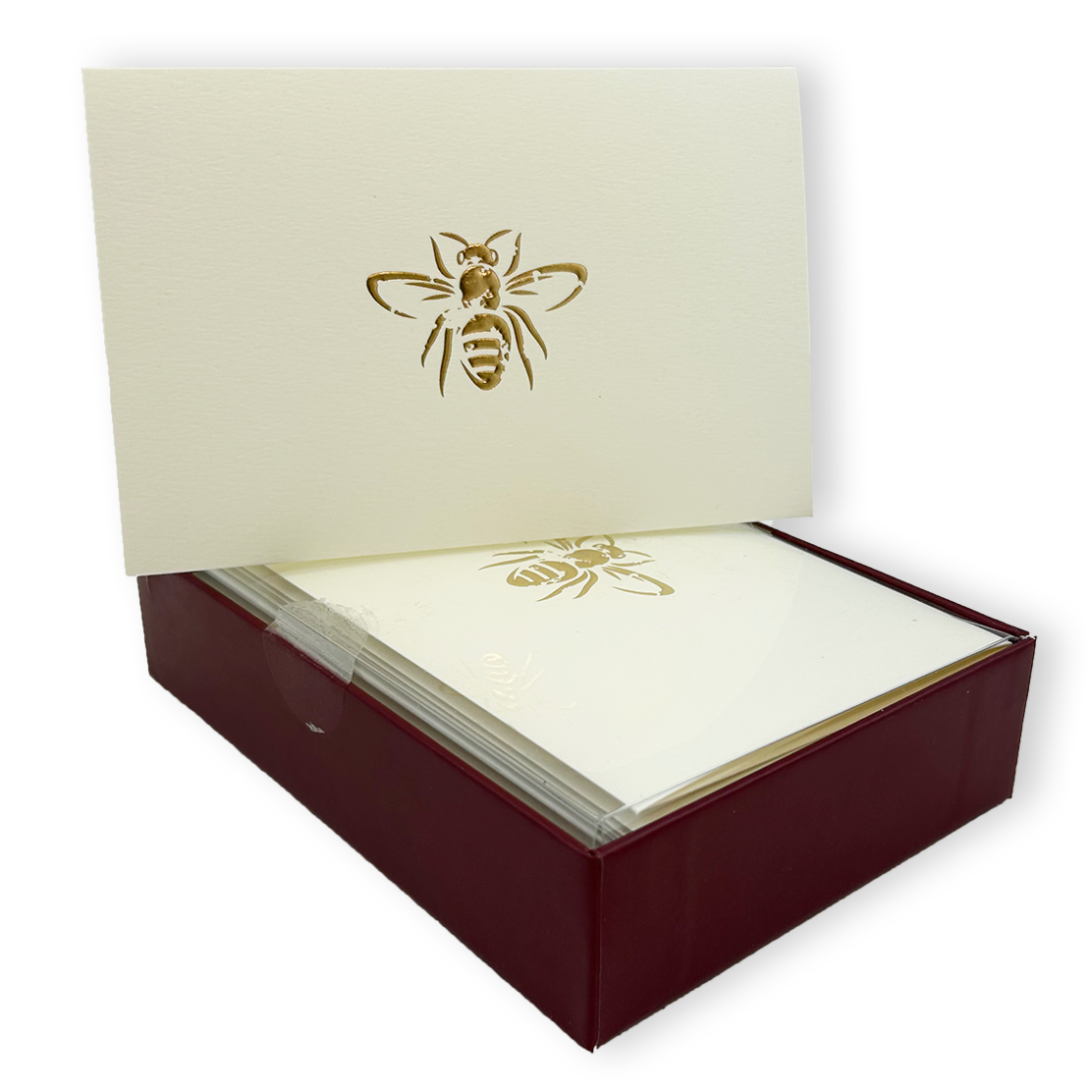 Golden Bee Embossed Note Cards - Elegant Thank You Cards with Gold Foil Bee Design - Perfect for Wedding Invitations, Bridal Shower, Birthday Greetings & Special Occasions