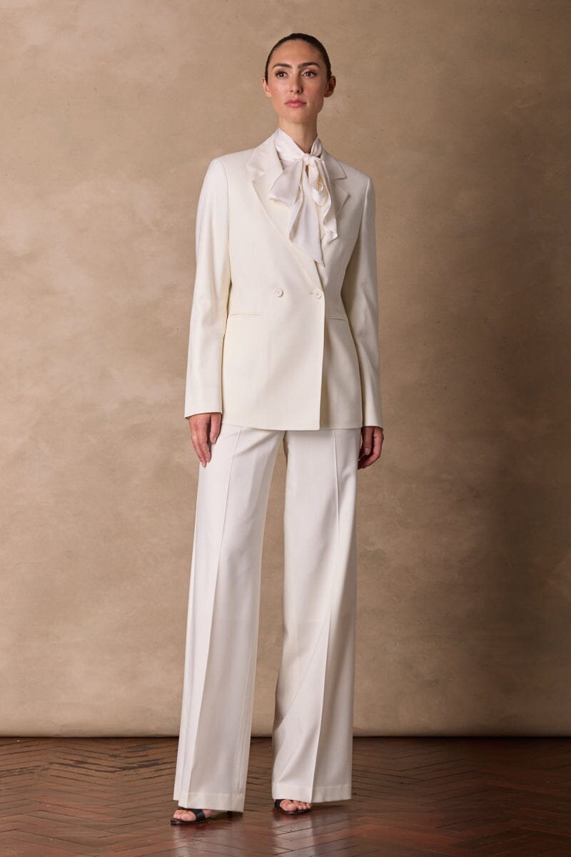 Alexis (Notch) & Emma Suit - Premium Off White Wool Blazer Set for Women | Business Formal Attire, Office Wear, and Special Occasions
