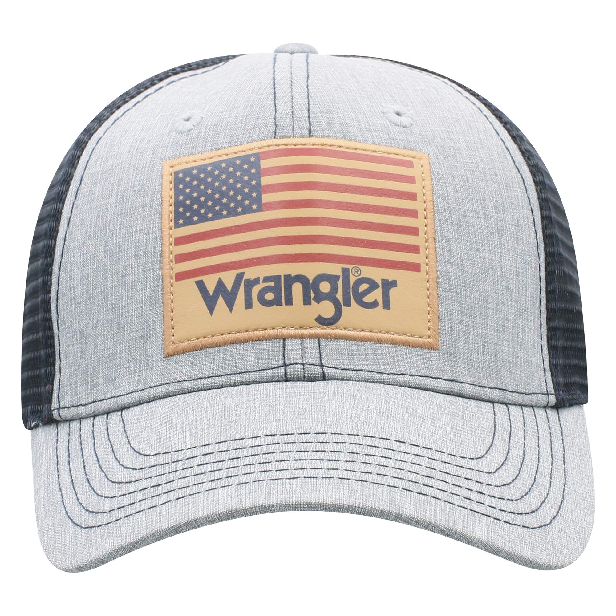 Wrangler USA Flag Patch Adjustable Snapback Hat - Blue Baseball Cap for Men & Women - Perfect for Outdoor Activities, Sports & Patriotic Events