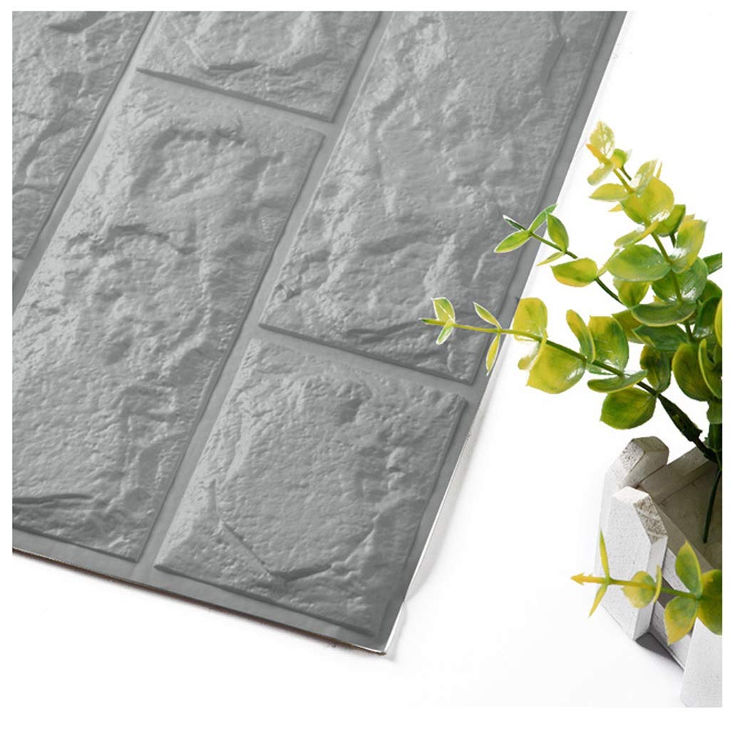 3D Faux Brick Peel and Stick Wallpaper - Waterproof Self-Adhesive Wall Tile Stickers for Bedroom, Living Room, Kitchen & TV Backdrop - Gray Brick Effect Home Decor (70x77cm) - Perfect for Accent Walls, DIY Home Improvement and Rental Apartment Makeovers
