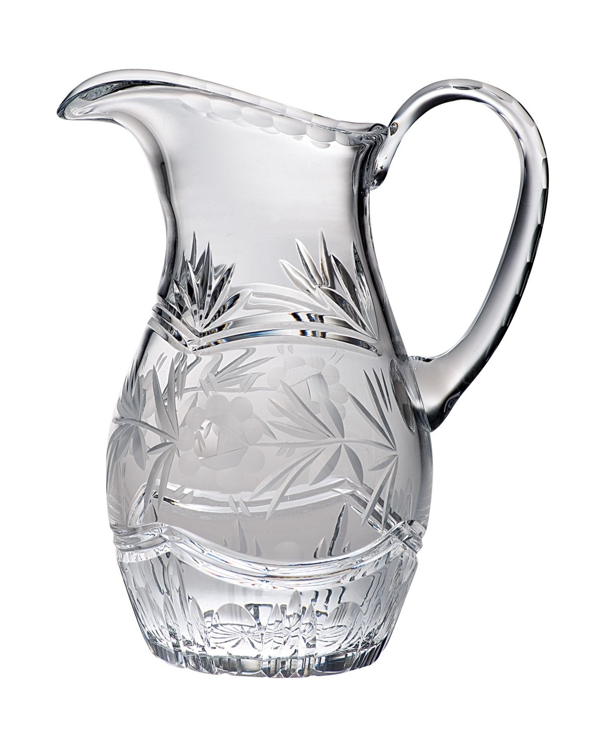 Premium 54-Oz Cut Crystal Pitcher with Elegant Flower Design & Comfortable Handle - Perfect for Iced Tea, Lemonade, Cocktails & Elegant Table Decor