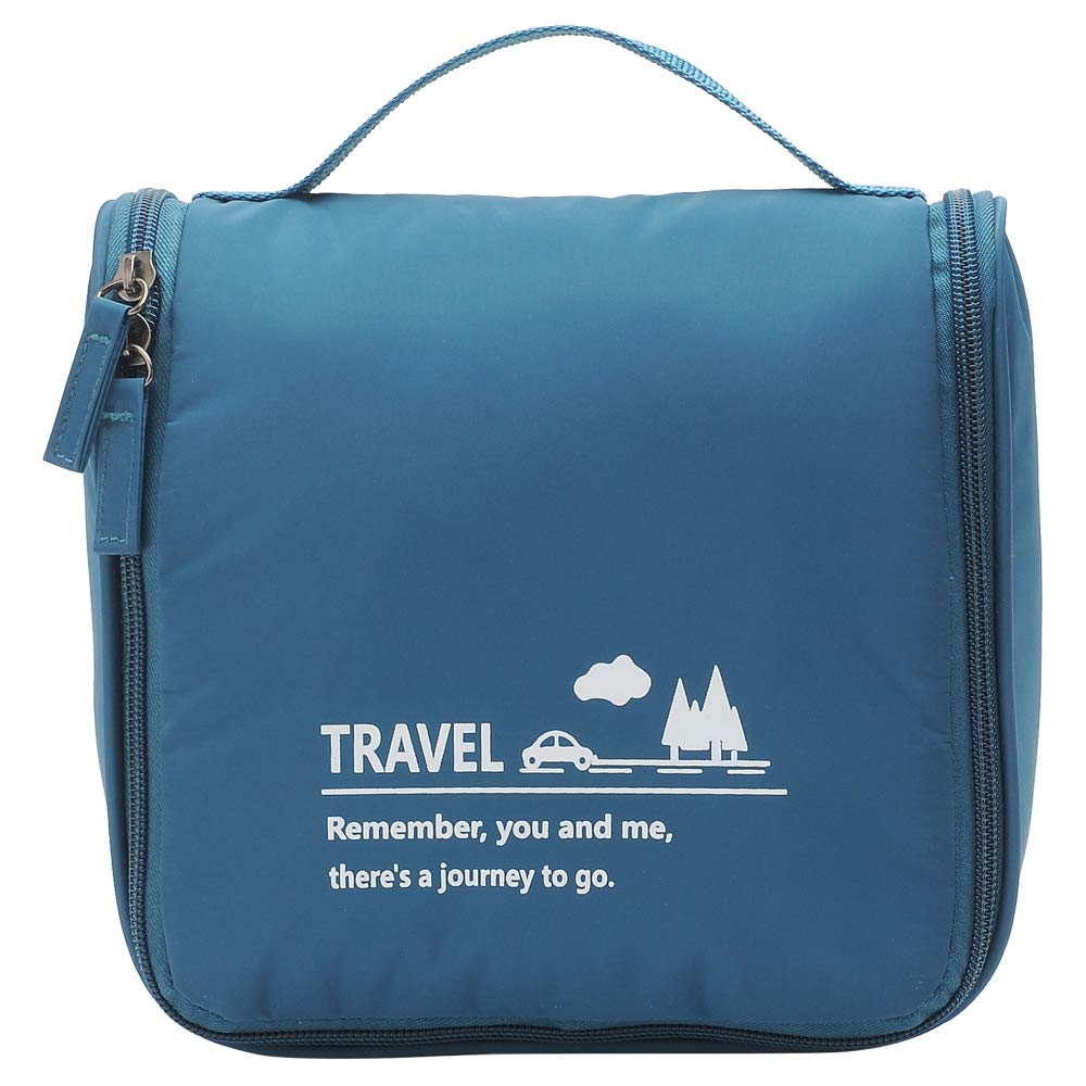 FASITE Travel Makeup Bag - Lightweight Hanging Toiletry Organizer with Hook for Cosmetics | Waterproof Cosmetic Case (Blue, Model YUN005) | Perfect for Travel, Gym & Daily Organization
