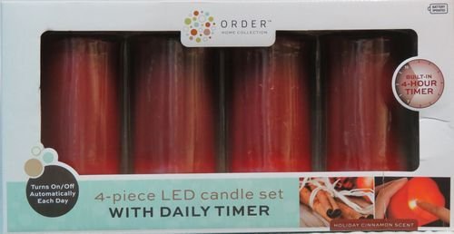 Flameless LED Candles Set of 4 with Timer - Cinnamon Scented Battery Operated Pillar Candles for Home Decor, Wedding, Christmas & Relaxation