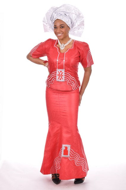 Delta Red Brocade Embroidered Top and Skirt Set DP3361 | Traditional Chinese Cheongsam Outfit for Women | Perfect for Festivals, Weddings & Cultural Events
