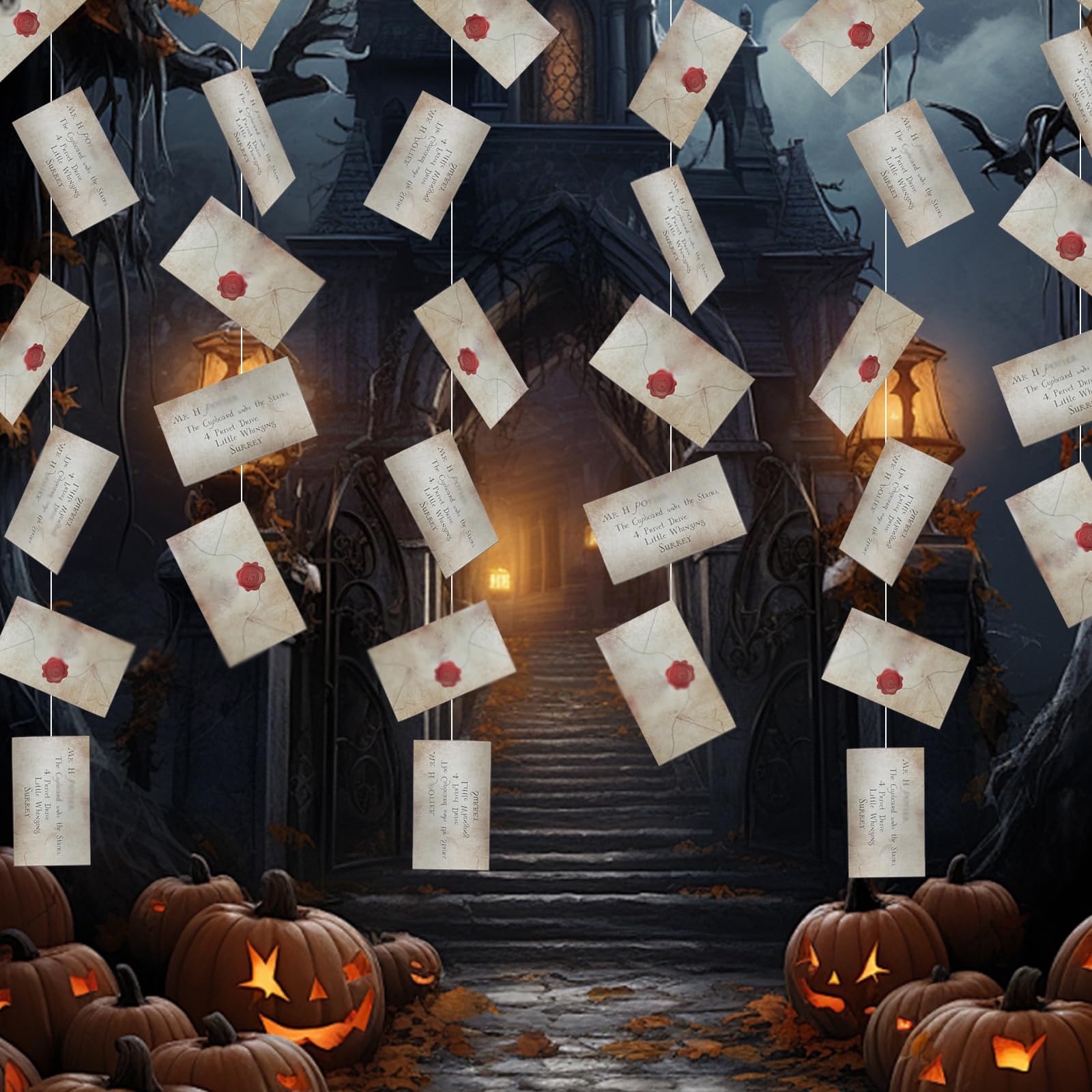 2 Pack Halloween Floating Wizards Acceptance Letter Banners - 20 PCS Magical Floating Letters - Spooky Party Decorations for Halloween, Harry Potter Theme Parties & Witchcraft Events