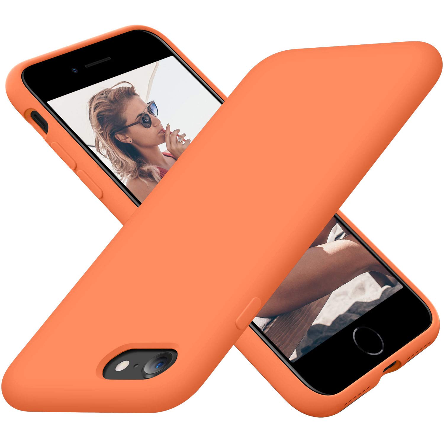 Premium Silicone Shockproof Phone Case for iPhone SE 2022/2020 & iPhone 7/8 - Ultra Slim Design with Soft Microfiber Lining - 4.7 Inch Kumquat Color - Perfect for Everyday Protection & Active Lifestyles