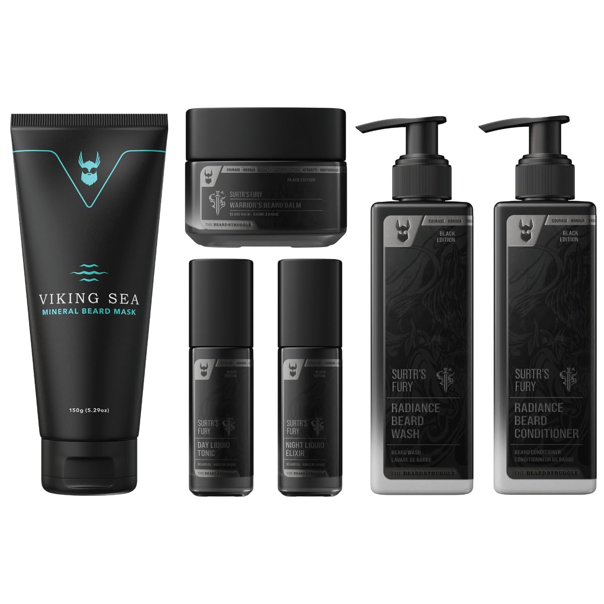 Beard Growth Kit for Men - Complete Grooming Set with Beard Balm, Mask, Conditioner, Wash & Natural Oils - Platinum Collection by Beard Struggle - Perfect for Daily Care & Styling