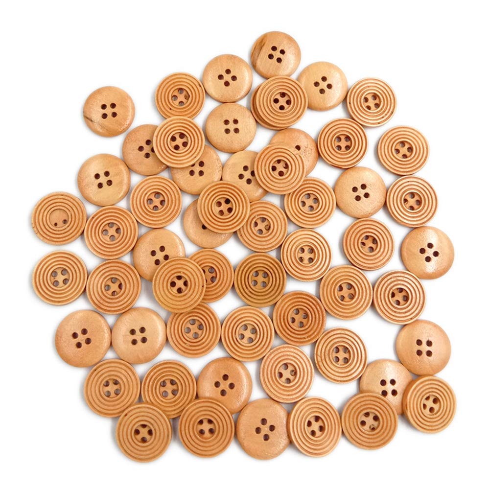 100Pcs Spiral Design Wooden Buttons for Sewing, Crafts & DIY - 4-Hole Natural Wood Buttons for Scrapbooking, Clothing, Home Decor & Art Projects