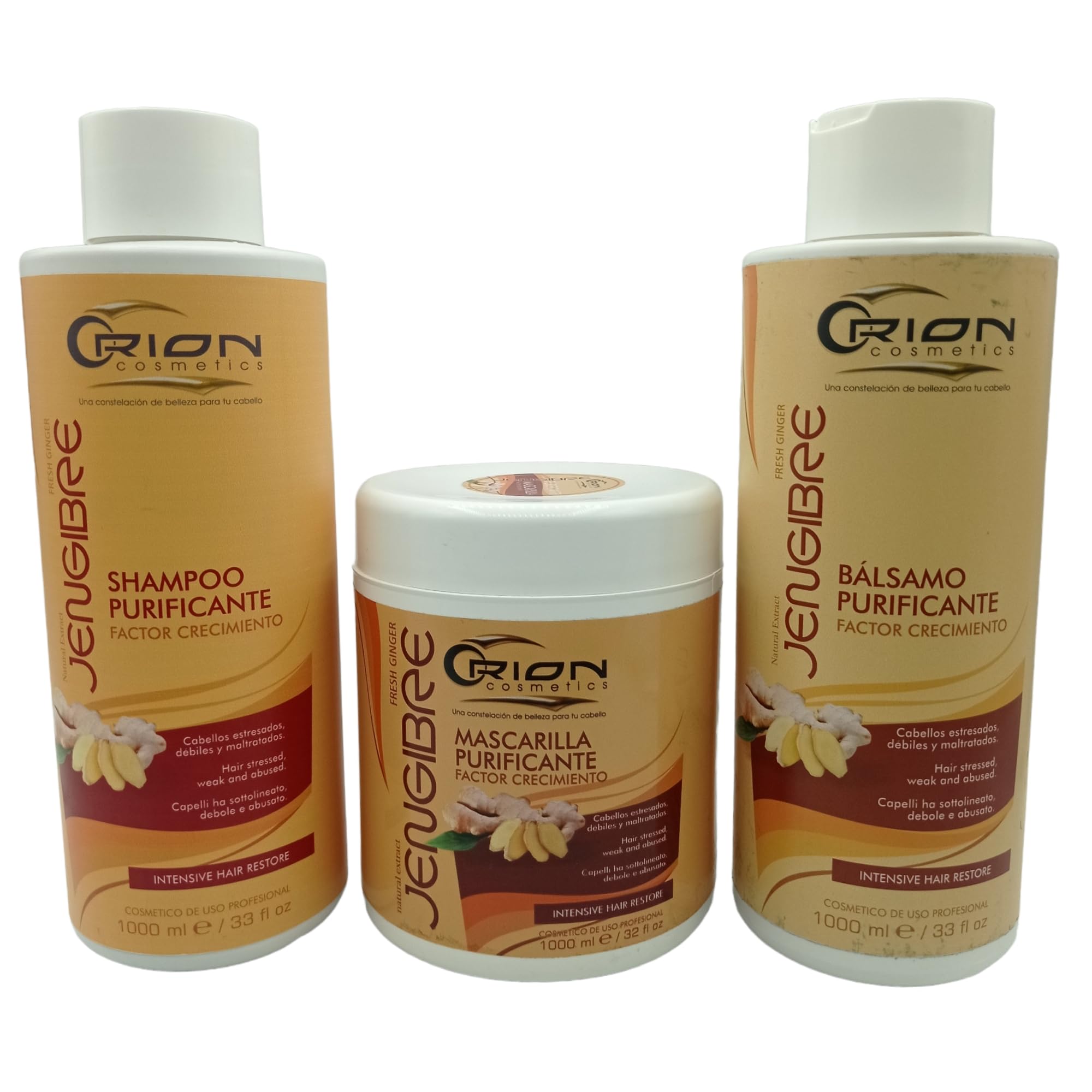 3-Step Ginger Purifying Hair Care Kit - Shampoo, Mask & Conditioner Set for Hydration & Strength - Stimulates Scalp, Nourishes Hair, Adds Shine & Softness - Perfect for Damaged, Dry or Frizzy Hair - At-Home Spa Treatment for Healthy Locks