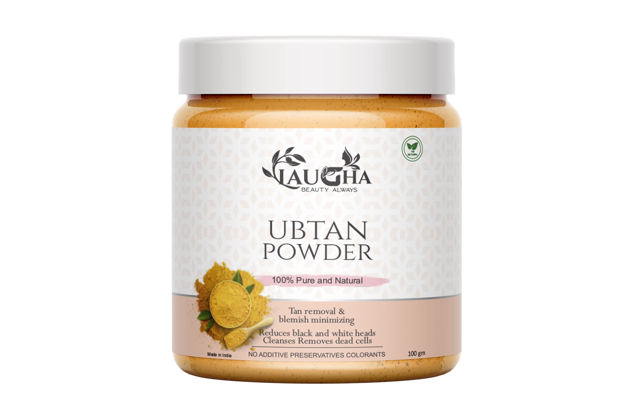 Laugha Pure Organic Haldi Ubtan Powder Face & Body Pack (Bridal Special) - Skin Brightening, Tan Removal, Glow Enhancement, Dead Skin Exfoliation with Turmeric Moisturizer - 100g | Perfect for Bridal Prep, Daily Skincare & Holi Festival Skin Care