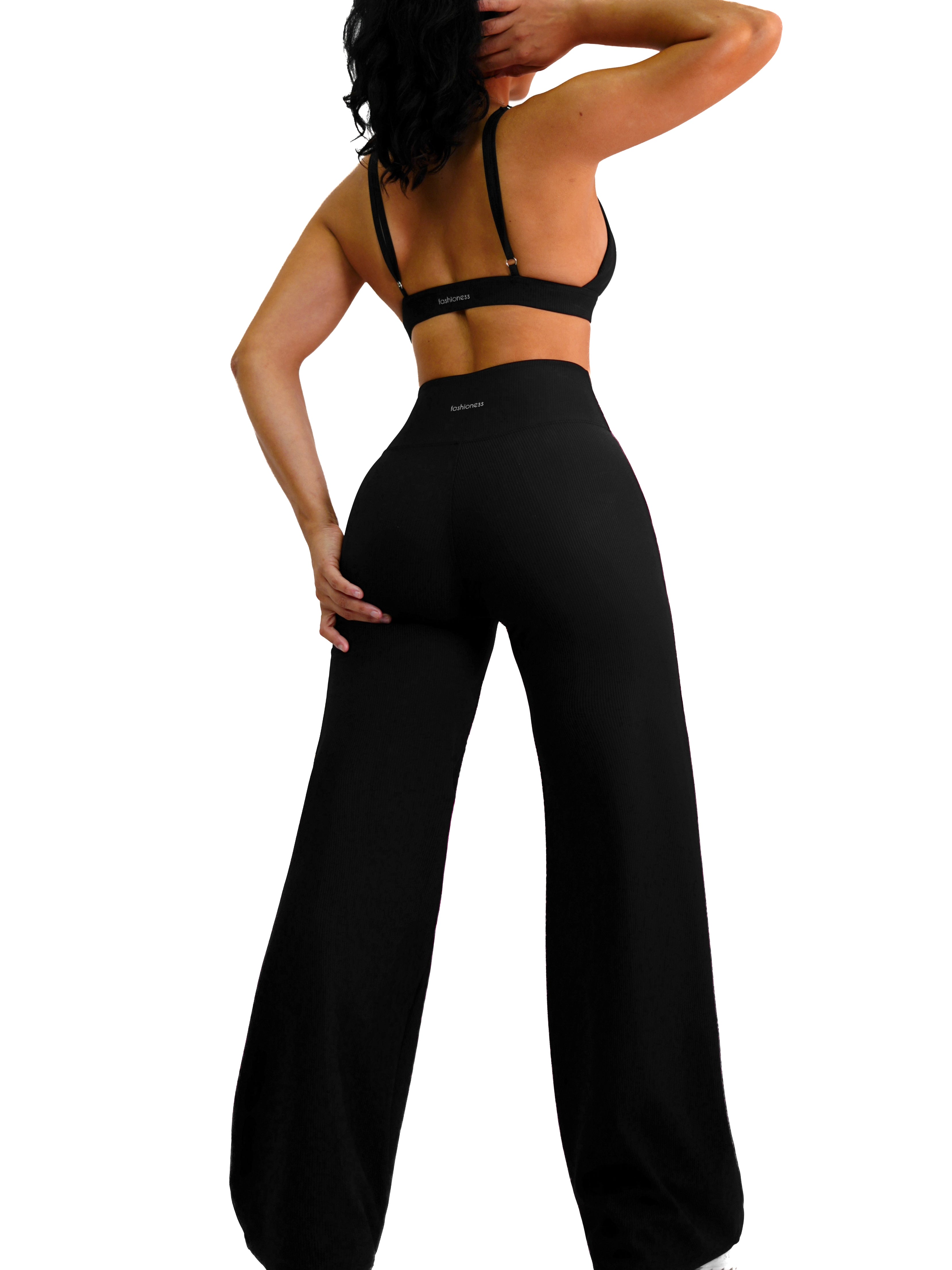 Airport Ribbed Oversized Leggings for Women - Stretchy High Waist Yoga Pants (Black) - Perfect for Travel, Lounge & Workout