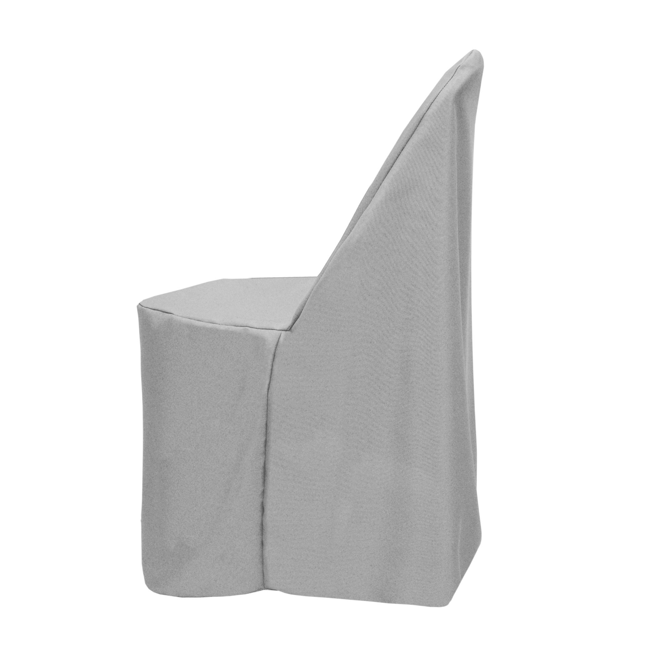 10-Pack Silver Polyester Folding Chair Covers - Universal Fit for Metal & Plastic Chairs - Perfect for Weddings, Parties, Banquets & Events