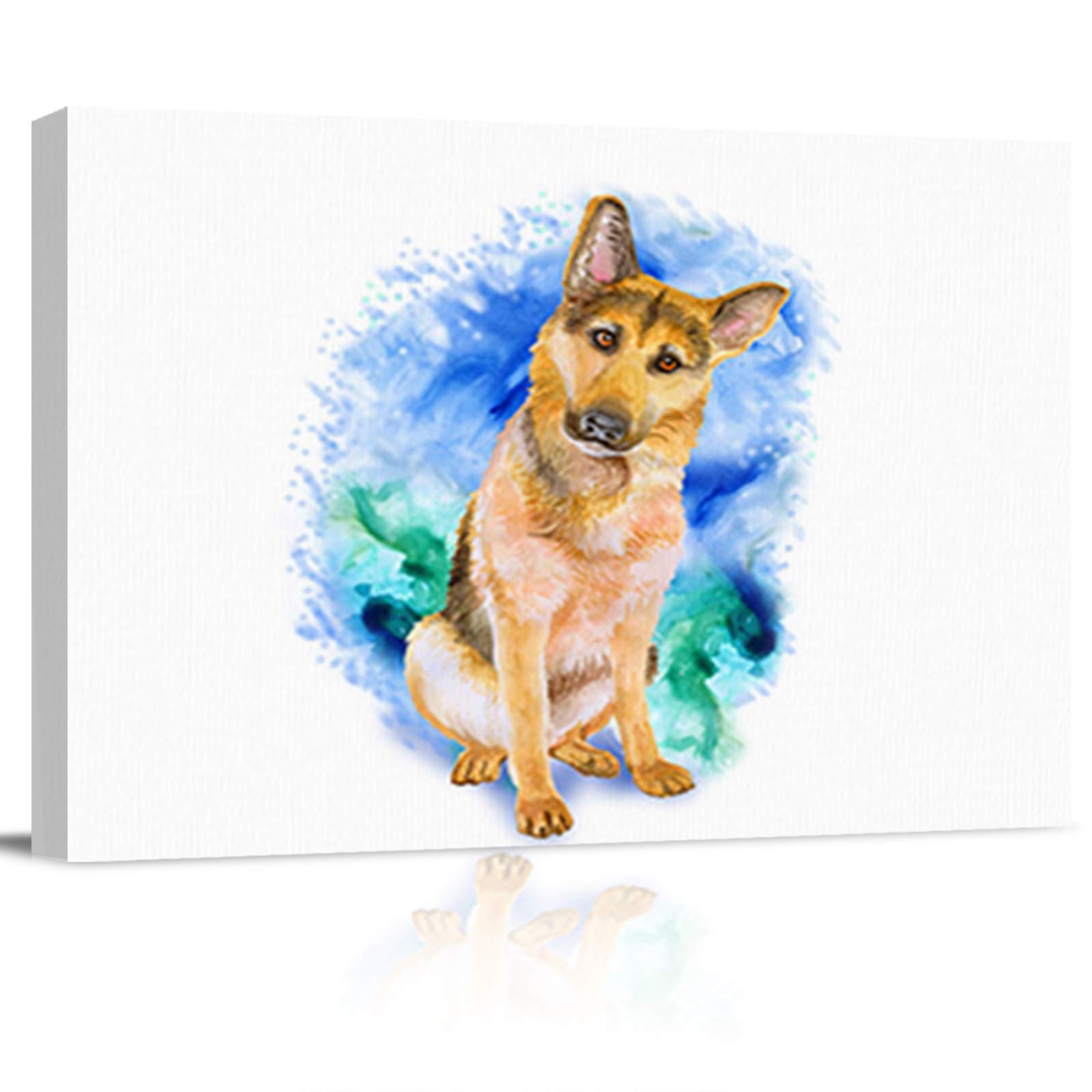 German Shepherd Canvas Art Print - 16x20 Inch Dog Lover Wall Decor, Unframed Bedroom & Nursery Pictures | Perfect for Pet Lover Gifts, Home Office & Living Room Decor