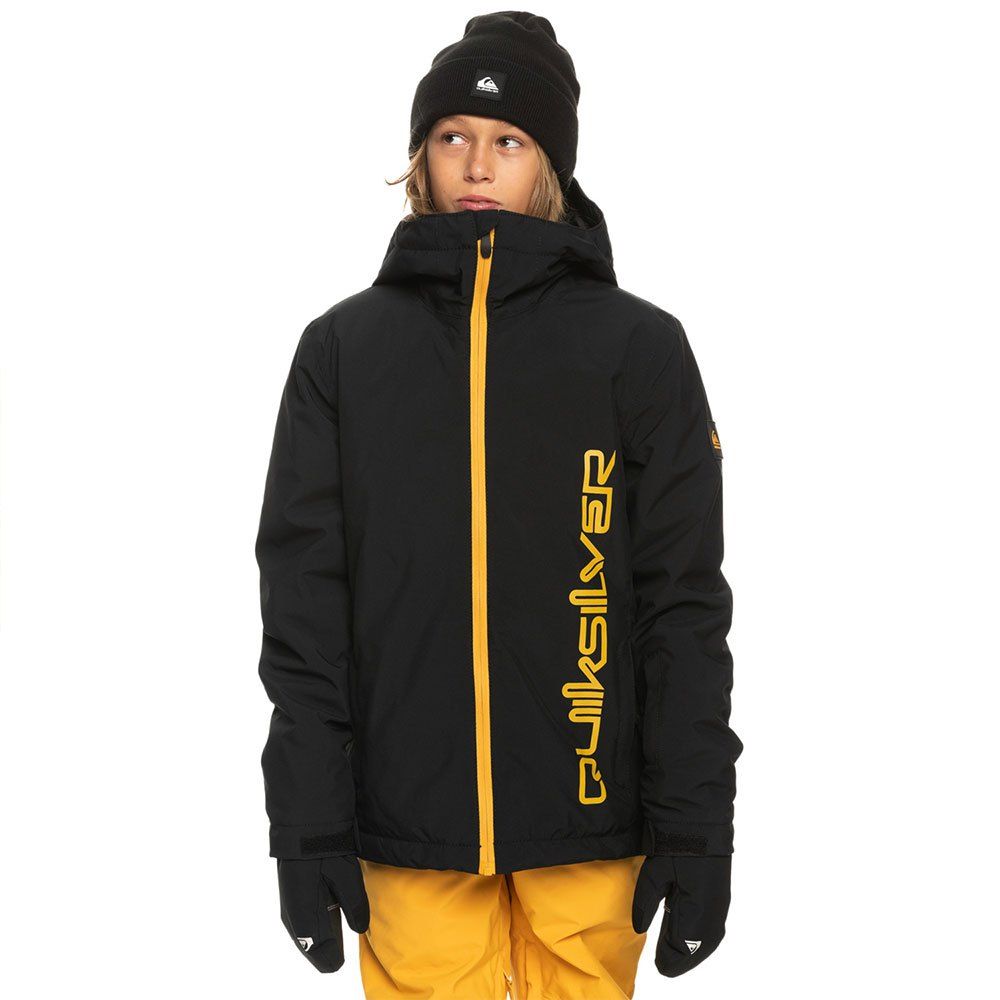 Quiksilver Morton Youth Boys Ski Jacket - Waterproof Winter Jacket for Kids Age 7-8 Years - True Black - Perfect for Skiing, Snowboarding & Outdoor Winter Activities