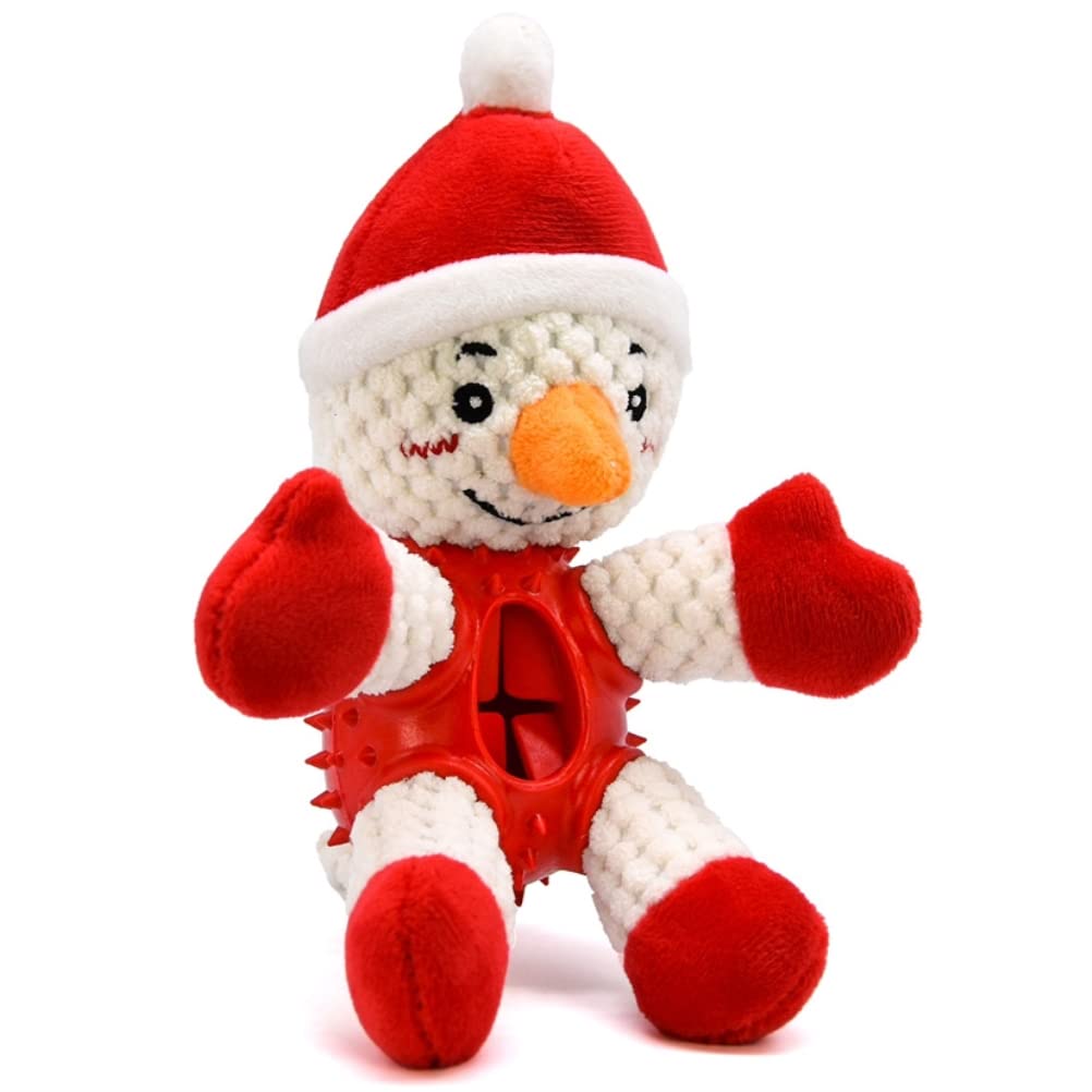 JAOCDOEN Christmas Dog Chew Toys - Durable Snowman Plush Pet Toy with Squeaker for Small & Large Dogs - Fun Holiday Gift for Indoor & Outdoor Play - Perfect for Christmas Stocking Stuffers & Puppy Training