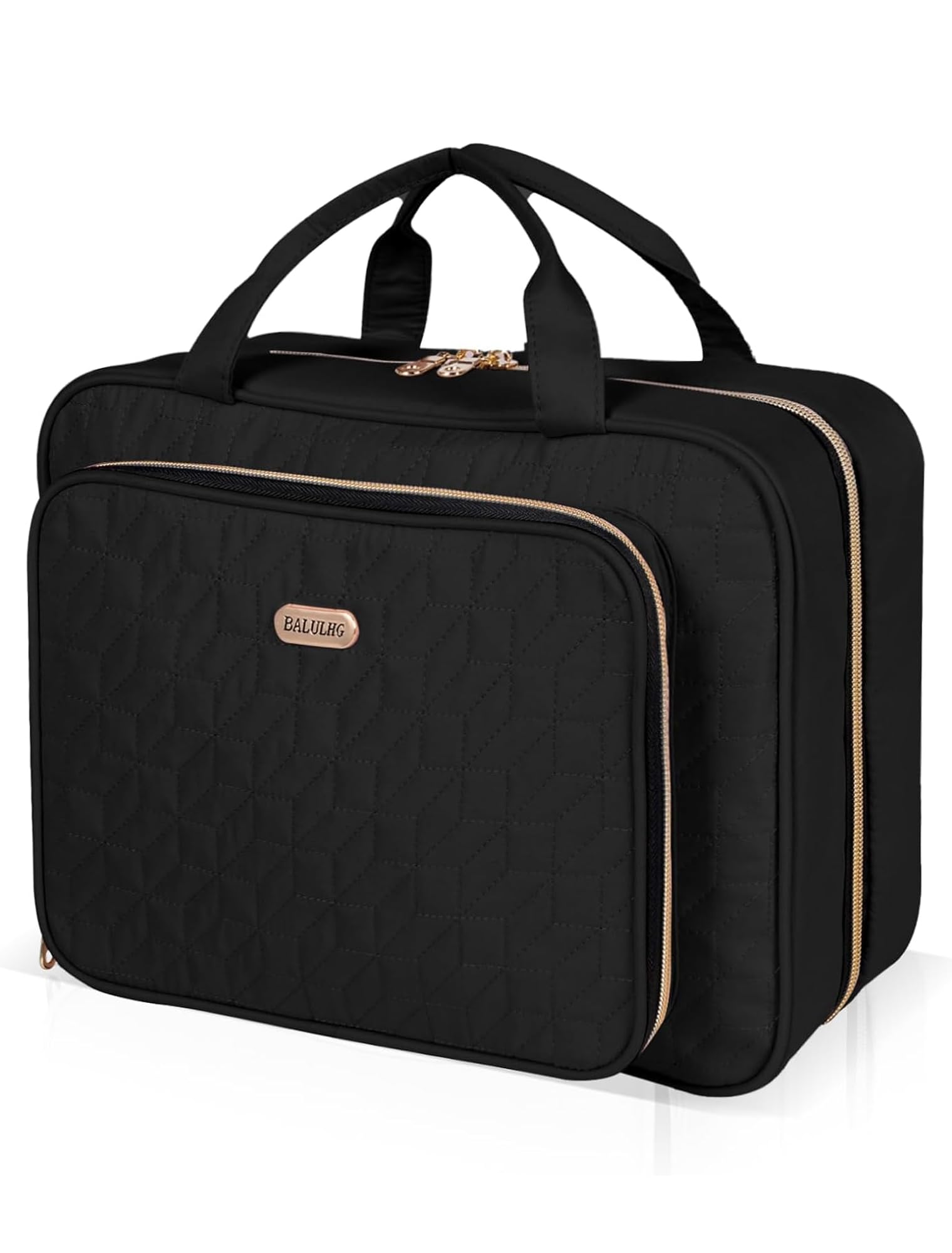 Waterproof Hanging Toiletry Bag for Travel - Black Cosmetic Organizer with Hook for Shampoo, Full-Size Toiletries & Makeup | Perfect for Camping, Gym & Airplane Carry-On