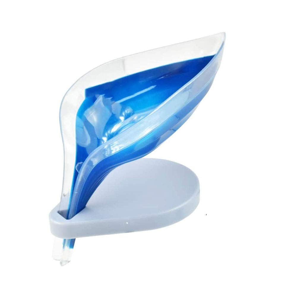 Leaf Shaped Soap Dish with Drain Tray - Plastic Soap Holder for Bathroom, Shower & Kitchen - Decorative Self-Draining Soap Box (Perfect for Bathroom Countertops, Shower Shelves & Kitchen Sinks)