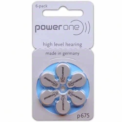PowerOne Size 675 Hearing Aid Batteries - Pack of 6 | Long-Lasting Zinc-Air Power for Hearing Devices | Perfect for Daily Use, Travel & Outdoor Activities