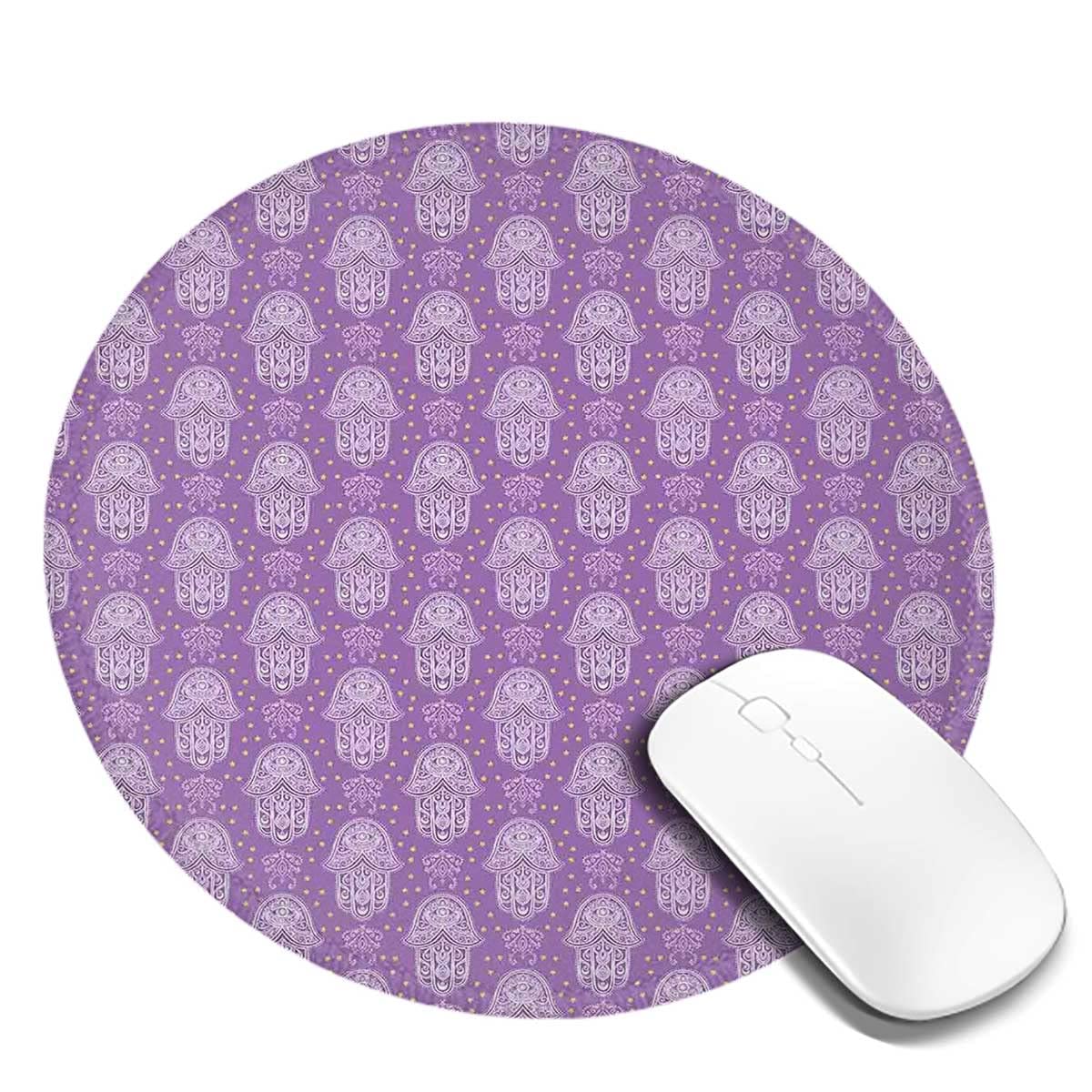 Modern Round Gaming Mouse Pad with Non-Slip Rubber Base - Waterproof Circular Mouse Mat with Mystic Curlicues Flowers Design (7.9×7.9×0.12 inches) for PC, Laptop & Office Workstation