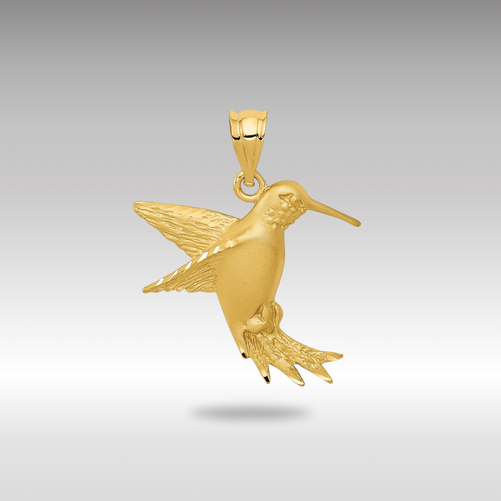 Gold Satin Finish Hummingbird Charm Necklace Pendant - Model C539 | Elegant Jewelry Gift for Women, Birthday, Anniversary & Special Occasions