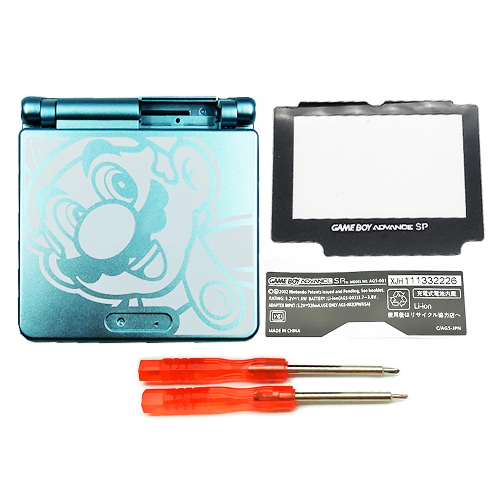 DIY GBA SP Replacement Shell Case for Gameboy Advance SP Console - Blue Protective Housing with Screen Protector, Buttons, Screws & Tool Kit - Perfect for GBA SP Repair, Customization & Gaming Accessories