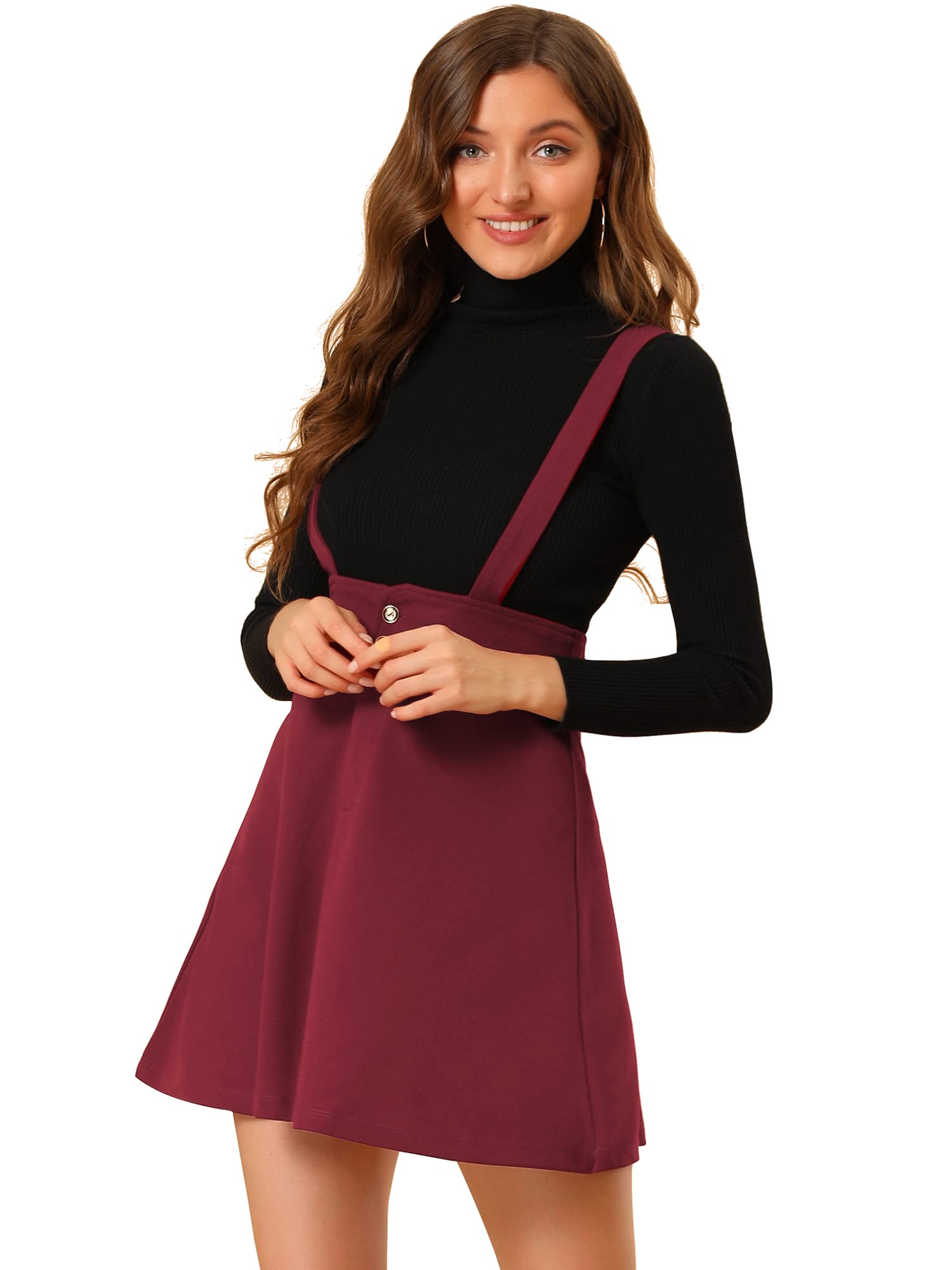 Allegra K Women's Adjustable Strap Fit & Flare Short Suspender Skirt Dress - Casual Summer Outfit for Picnic, Date Night & Street Style Fashion