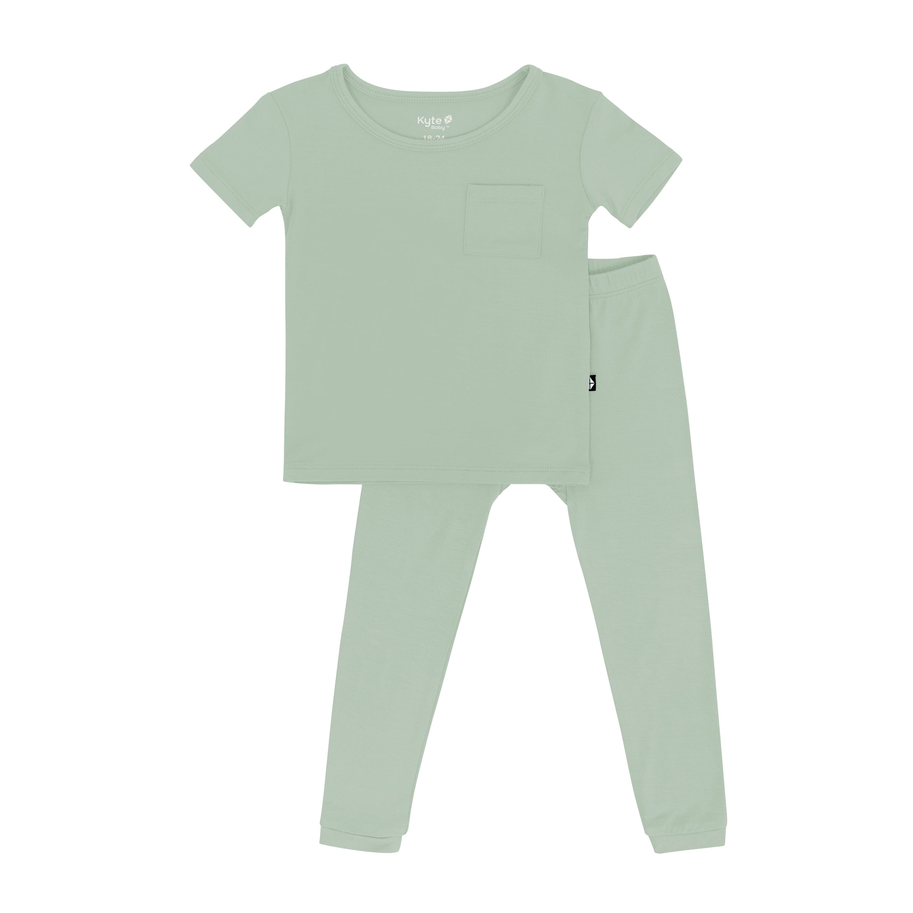 Comfy Short Sleeve Pajama Set with Pants - Soft Sleepwear in Thyme Green | Perfect for Lounging & Bedtime Relaxation