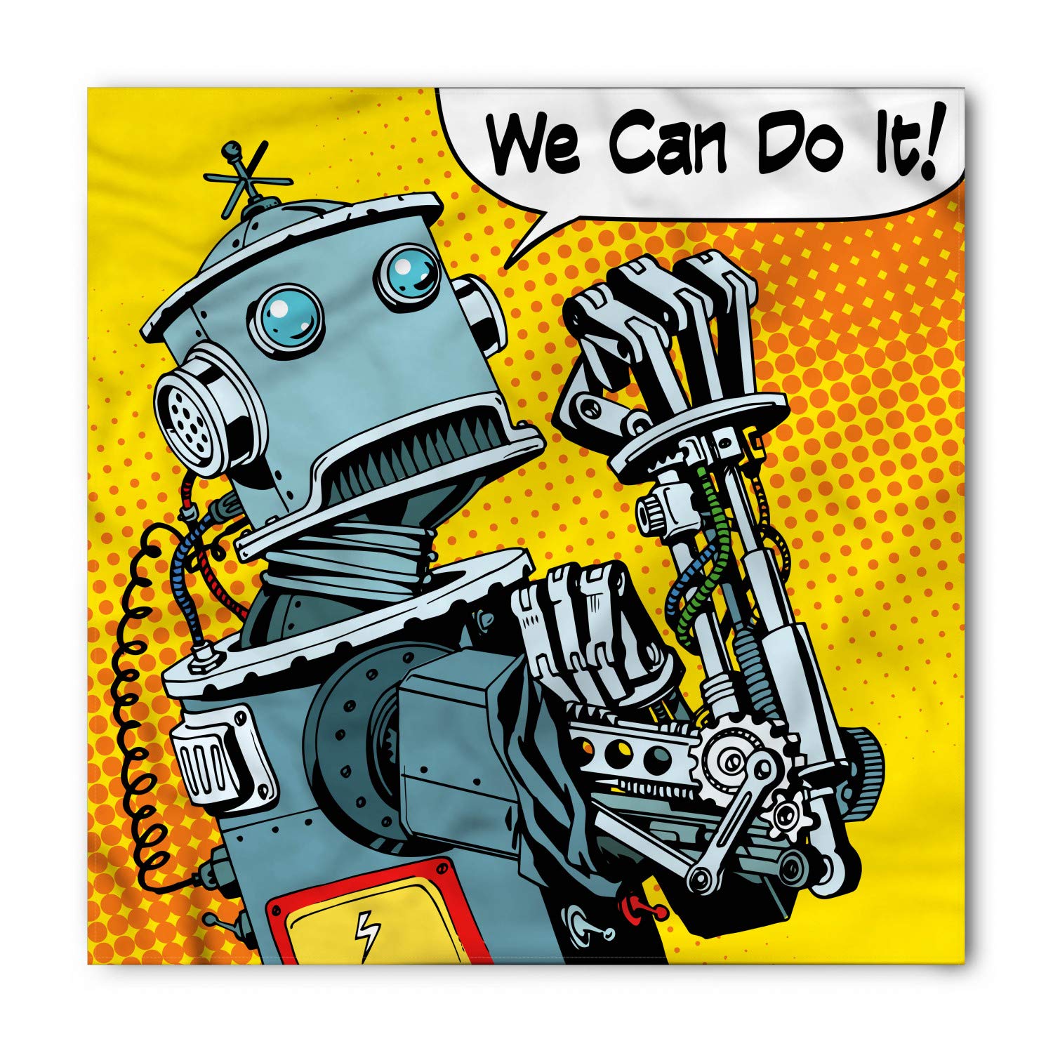 Retro Futuristic Robot Bandana - Unisex Head & Neck Scarf - Vintage 'We Can Do It' Design - Perfect for Outdoor Activities, Music Festivals & Casual Wear