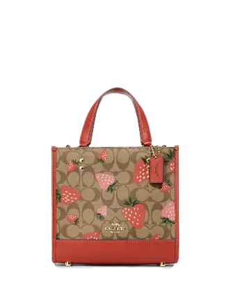 Coach Dempsey Tote 22 in Signature Canvas with Wild Strawberry Print - Stylish Designer Handbag for Women, Perfect for Work, Travel & Everyday Use