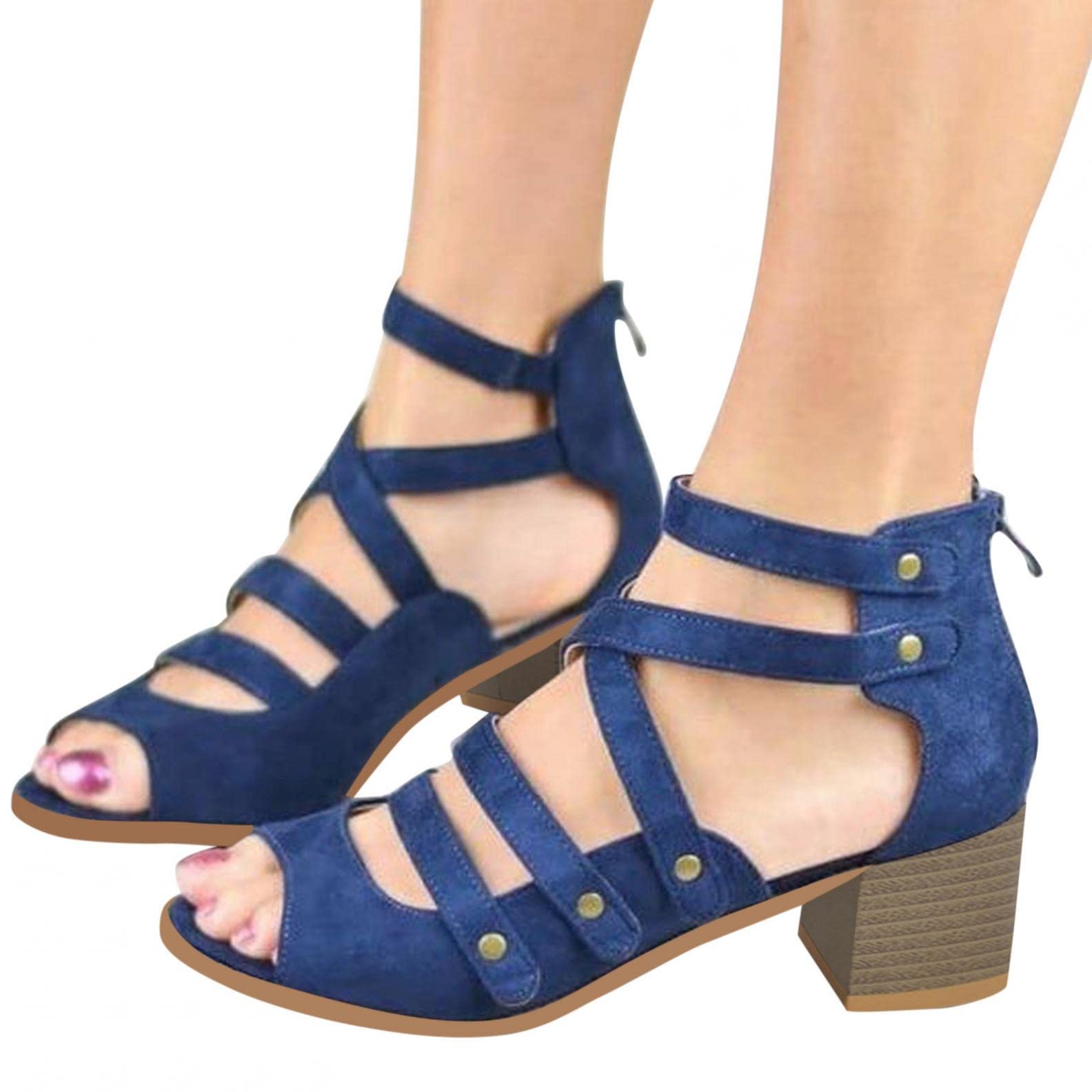 Women's Dressy Summer Sandals - Chunky Heel Fish Mouth Pumps with Block High Heels for Beach, Party & Wedding Occasions | Comfortable Women's Beach Shoes