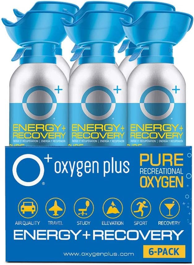 Oxygen Plus – O+ Biggi 6 Pack | 99.5% Pure Portable Oxygen Canisters for Energy Boost & Recovery | Natural Wellness Supplement | 50+ Uses per 11L Can | Perfect for Hiking, Sports & High Altitude Activities