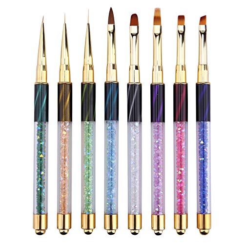 8pcs Acrylic Nail Brush Kit - UV Gel Builder & Detail Brushes for Nail Art & Powder Application